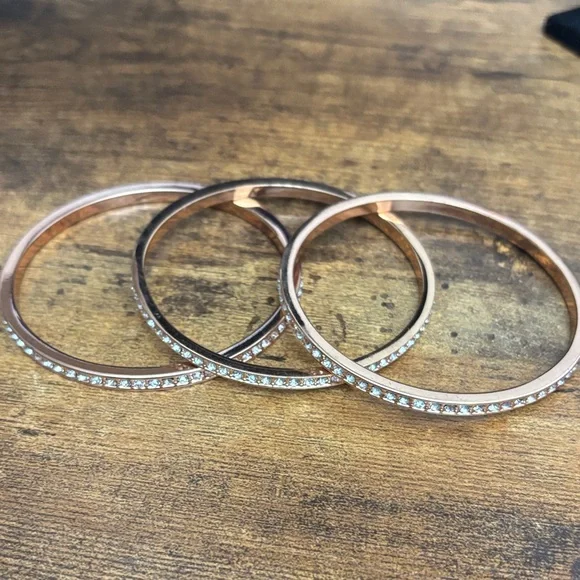 Rose Gold Crystal Bracelet Trio - Picture 2 of 2